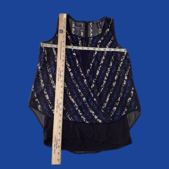 KENNETH COLE NY XS Black Semi-Sheer 2 Layers Fitted Blouse Classic Holiday - Picture 12 of 16